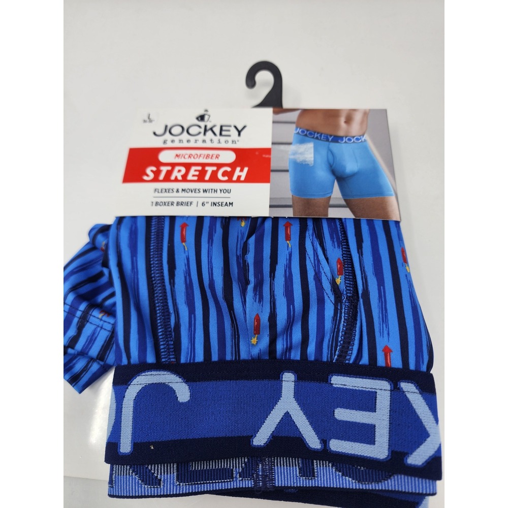 Jockey Generation Mens Microfiber Stretch Boxer Briefs Blue Casual Size Large